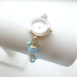 アクアマリンのブレスレットウォッチ 3枚目の画像