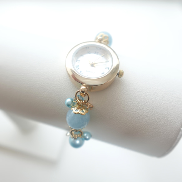 アクアマリンのブレスレットウォッチ 3枚目の画像