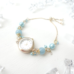 アクアマリンのブレスレットウォッチ 4枚目の画像