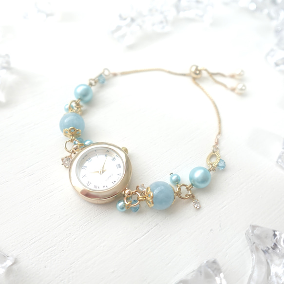 アクアマリンのブレスレットウォッチ 4枚目の画像