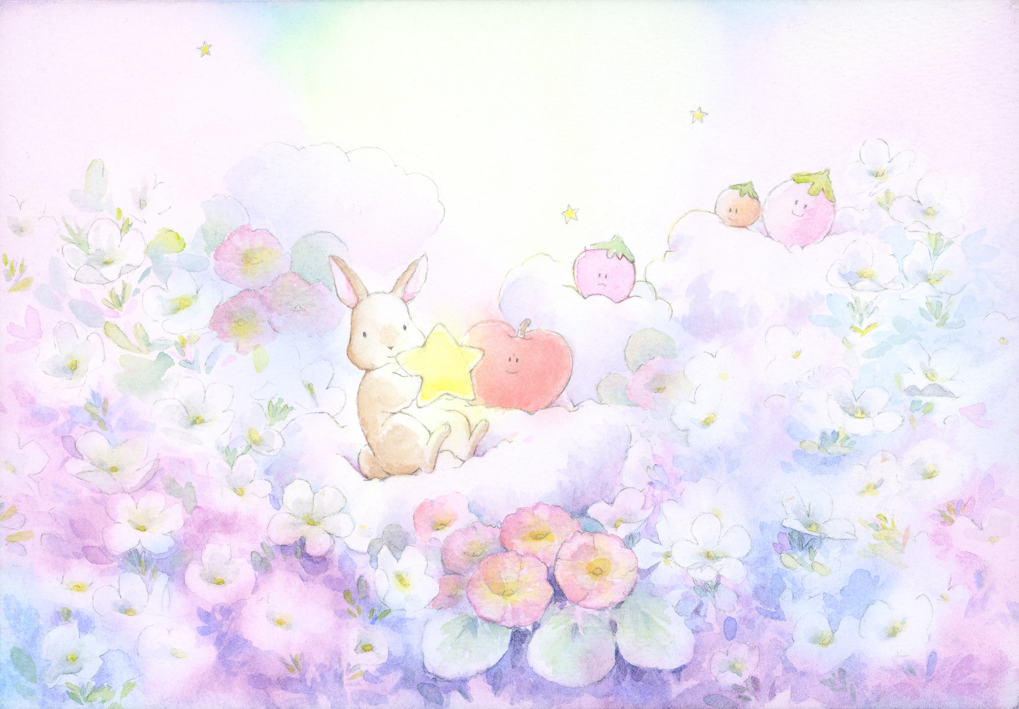 星つかまえた　＊水彩画 ジークレー 癒しのアート