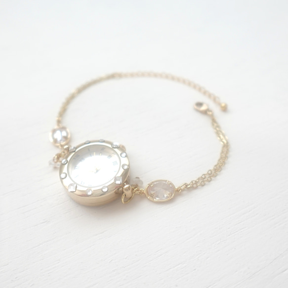 【BB JEWELRY】K14GF キュービックジルコニアのブレスレットウォッチ 4枚目の画像