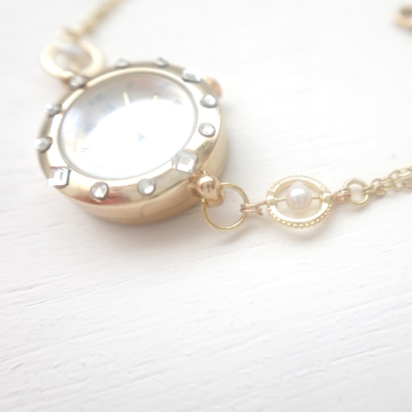 【BB JEWELRY】K14GF 淡水パールのブレスレットウォッチ 5枚目の画像