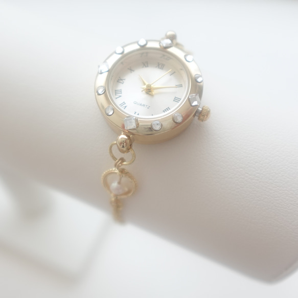 【BB JEWELRY】K14GF 淡水パールのブレスレットウォッチ 3枚目の画像