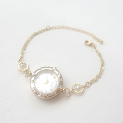 【BB JEWELRY】K14GF 淡水パールのブレスレットウォッチ 4枚目の画像