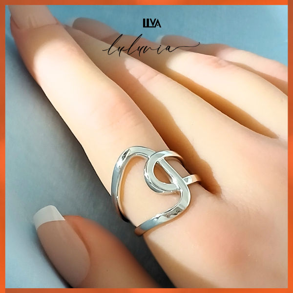 モダン交差サークルリング・ノットリング・結び・オープンリング・luluvia(ルルヴィア）SV925新作・RL002-1