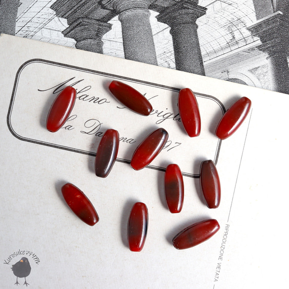 ビーズ・ナツメ型ヴィンテージガラスチェコビーズ レンガ5x13mm [6個セット] GB59-11 1枚目の画像