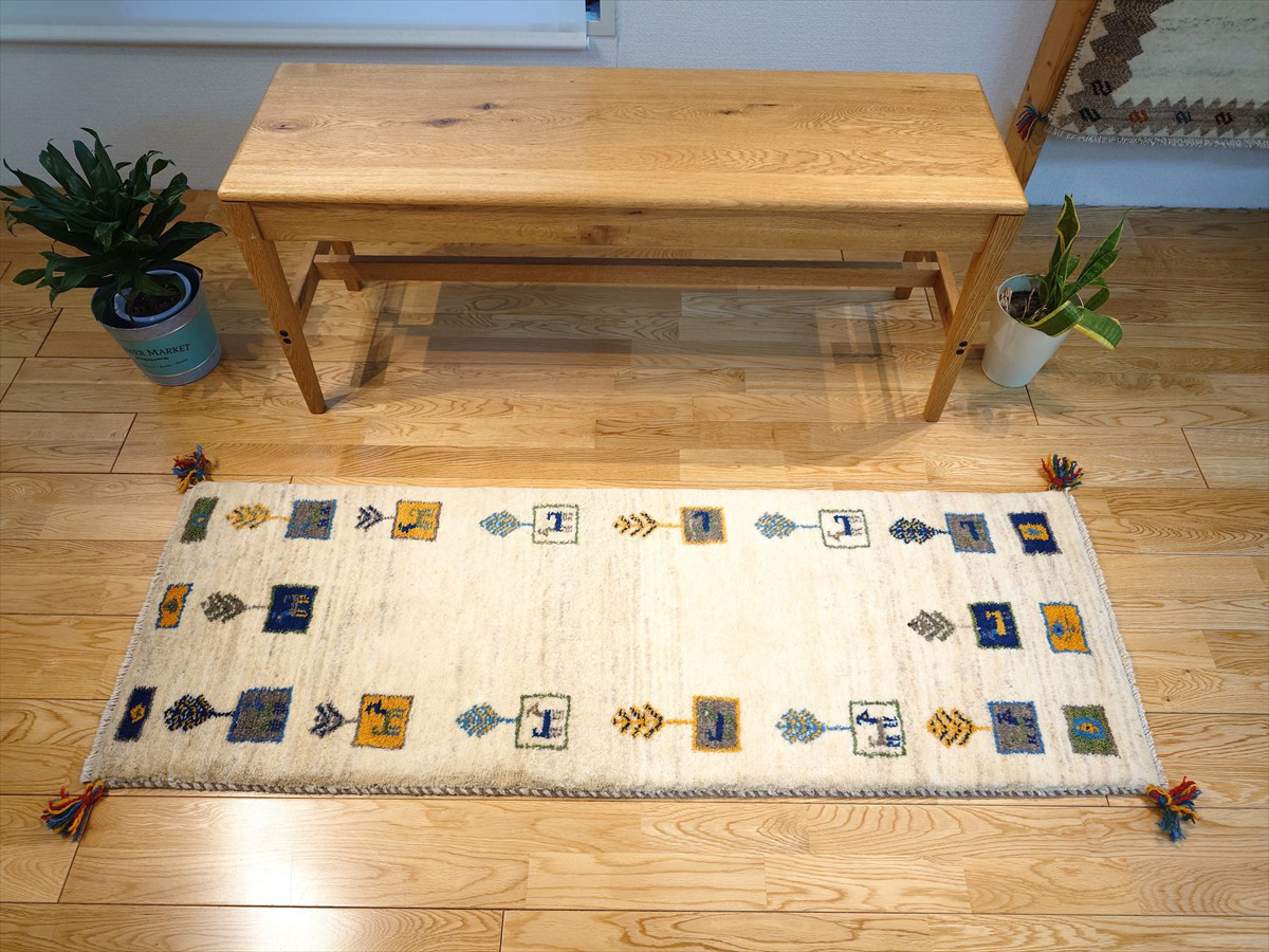 BlackFriday　Creema限定目玉】ペルシャ　ギャッベ ランナー中　ラグ　143x50㎝　RJ13961