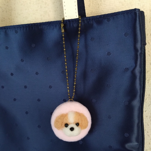 チワワ＊ ストラップ・バッグチャーム 羊毛フェルト刺繍 おもちゃ