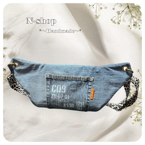 ☆デニムリメイク☆2段フリル*ボディバッグ❥ハンドメイド❥ ☆デニムリメイク☆2段フリル*ボディバッグ❥ハンドメイド