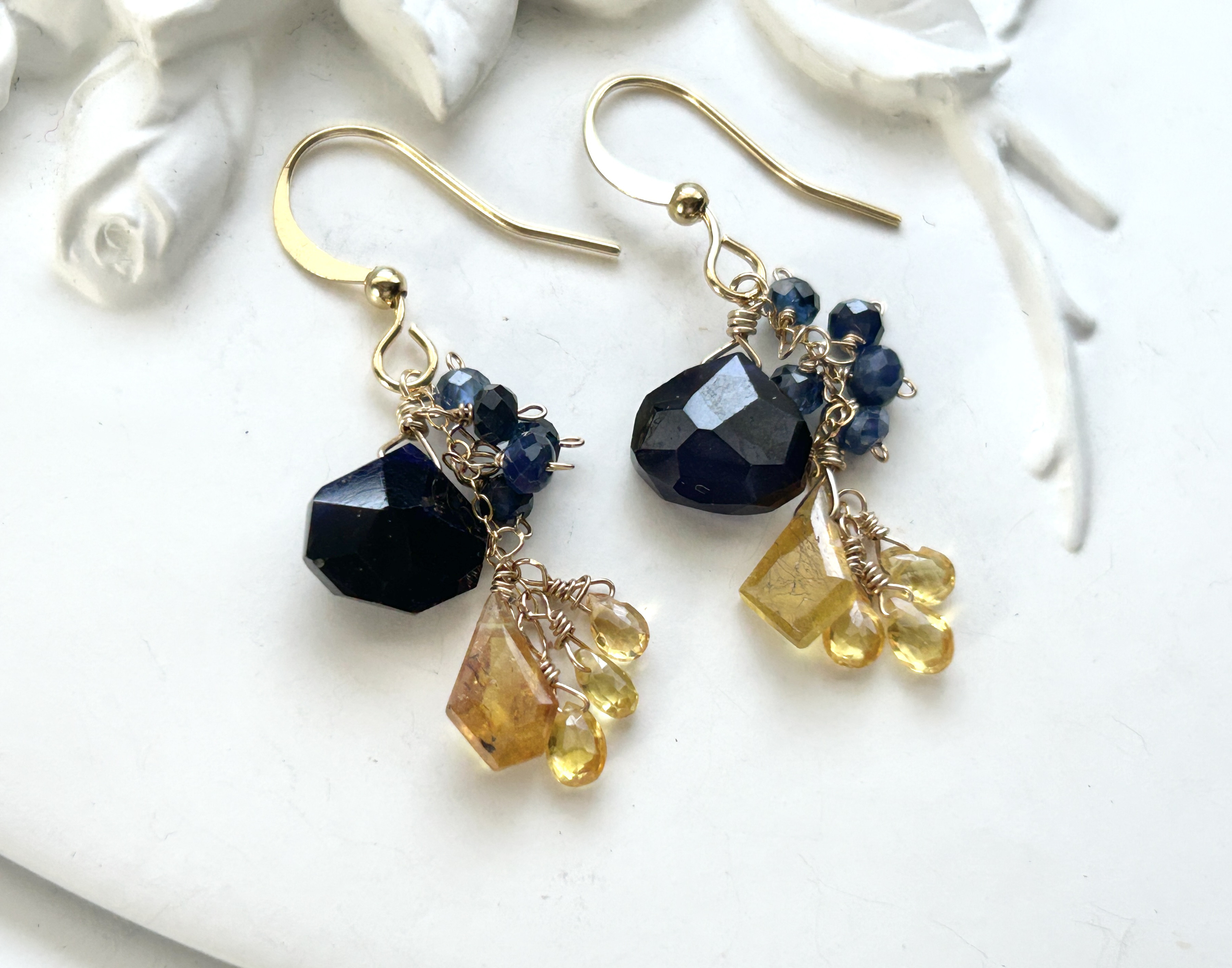 k14gf  サファイアシャンデリアピアス