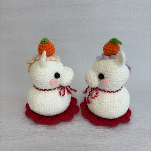 【＊S＊様】お正月 干支 馬 午 鏡餅 うさぎ あみぐるみ ボンネット S＊様】お正月 干支 馬 午 鏡餅 うさぎ あみぐるみ ボンネット