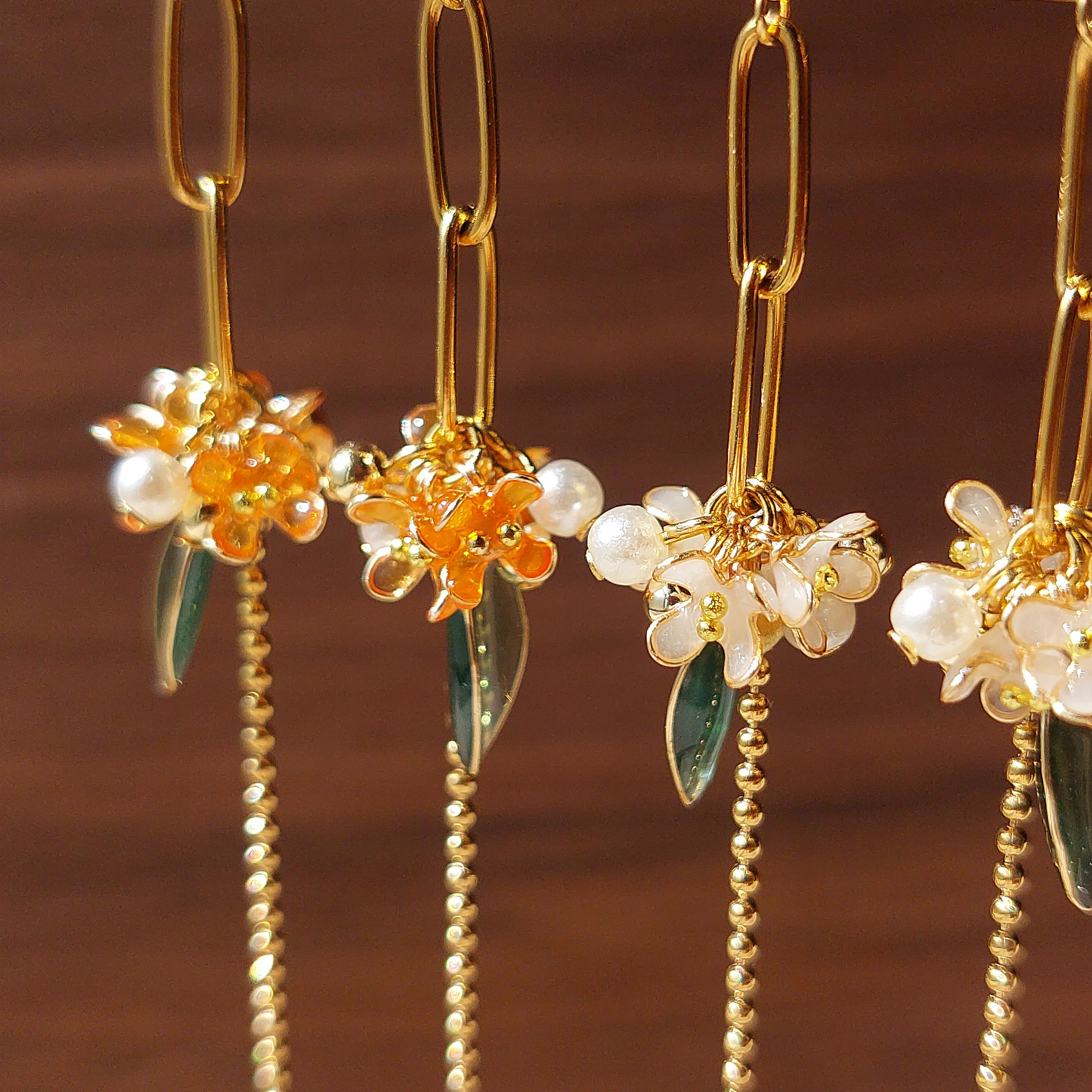 【陽だまりをすくう - 金木犀・銀木犀】  ピアス/イヤリング 秋  キンモクセイ ギンモクセイ 秋冬新作2025