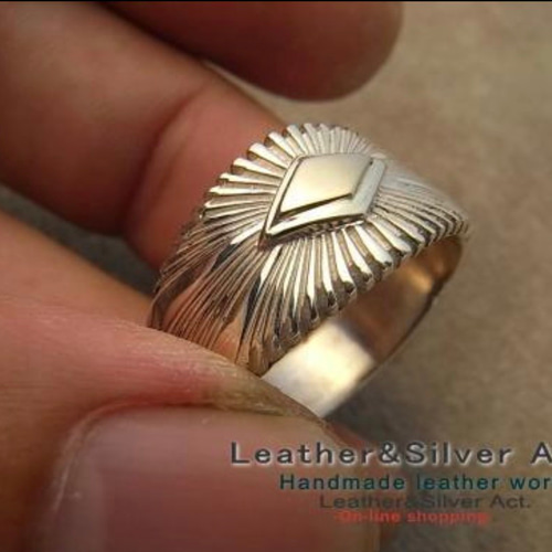 サンバースト シルバーリング シルバー925、k18 メンズ19号 メンズ