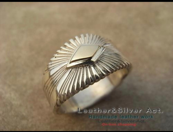 サンバースト シルバーリング シルバー925、k18 メンズ19号 メンズ