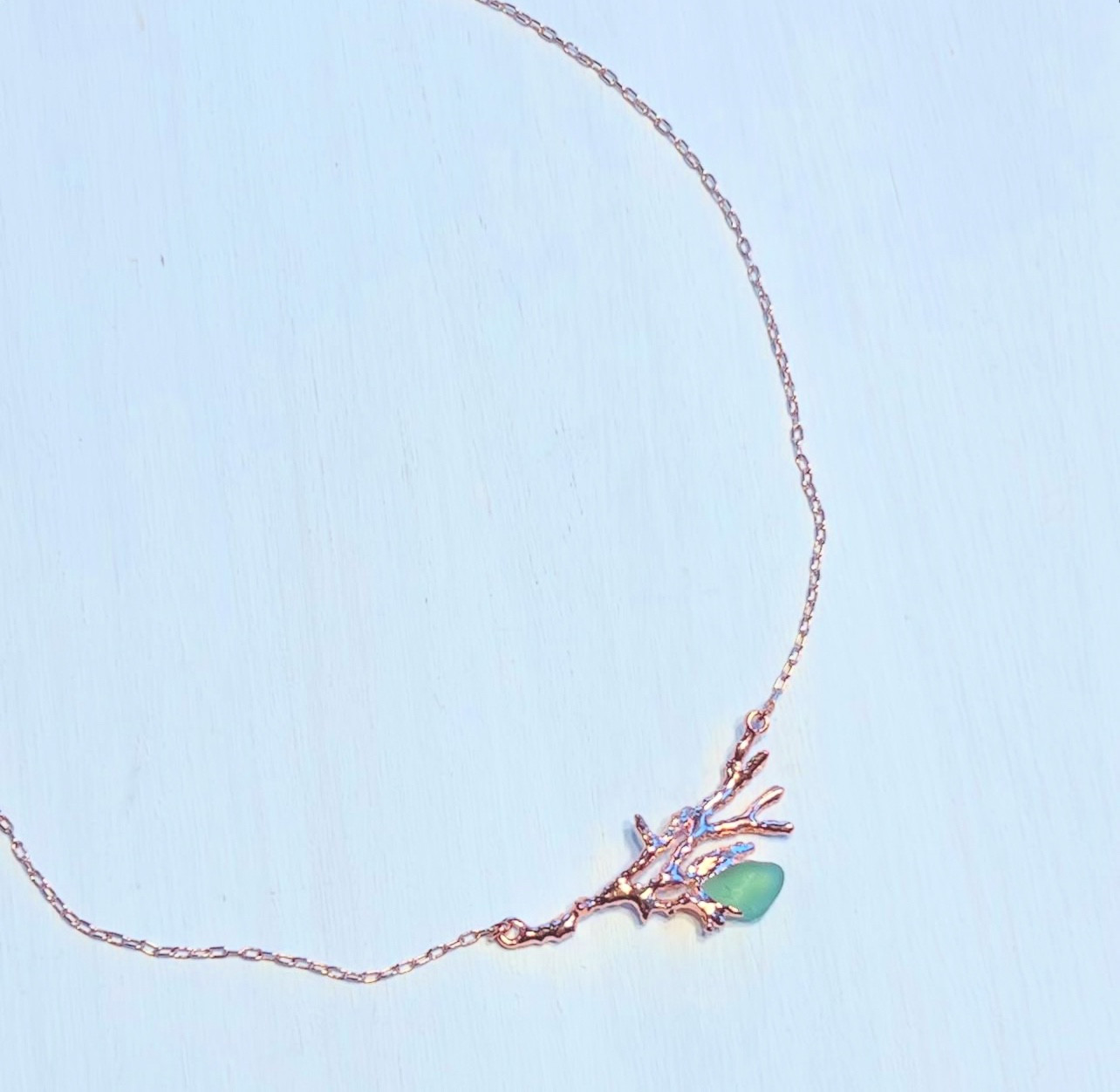 ウミウチワ　×  シーグラス　necklace （ブルー）