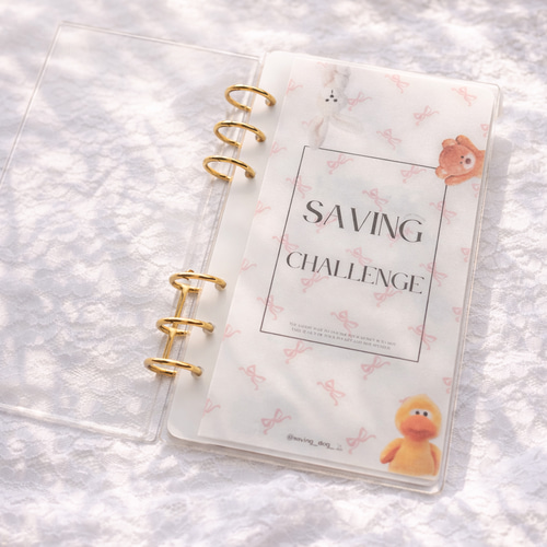 韓国で大人気！savingリフィル 貯金チャレンジ 動物リボン 手帳 貯金