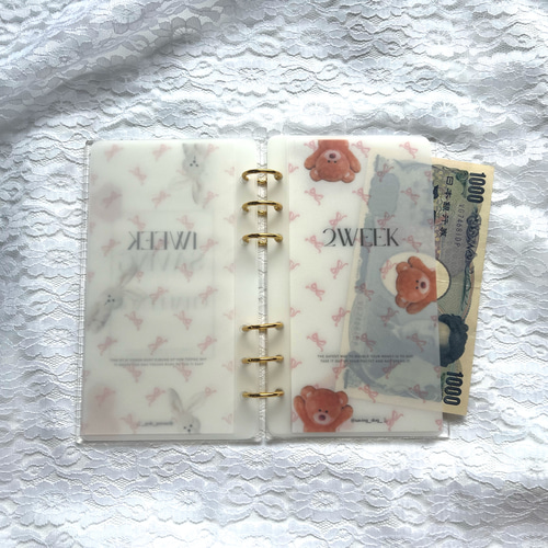 韓国で大人気！savingリフィル 貯金チャレンジ 動物リボン 手帳 貯金