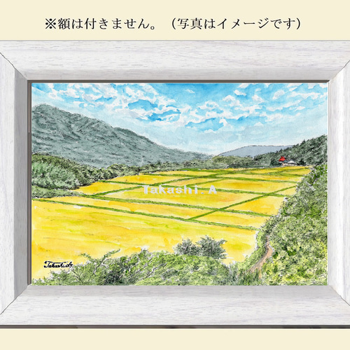 原画一点物 「眼下に広がる秋」＜ペンスケッチ＋透明水彩＞ 絵画