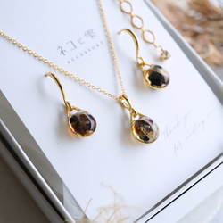 特集掲載】イヤリング ネックレス セット 送料無料 琥珀 ブラウン 秋