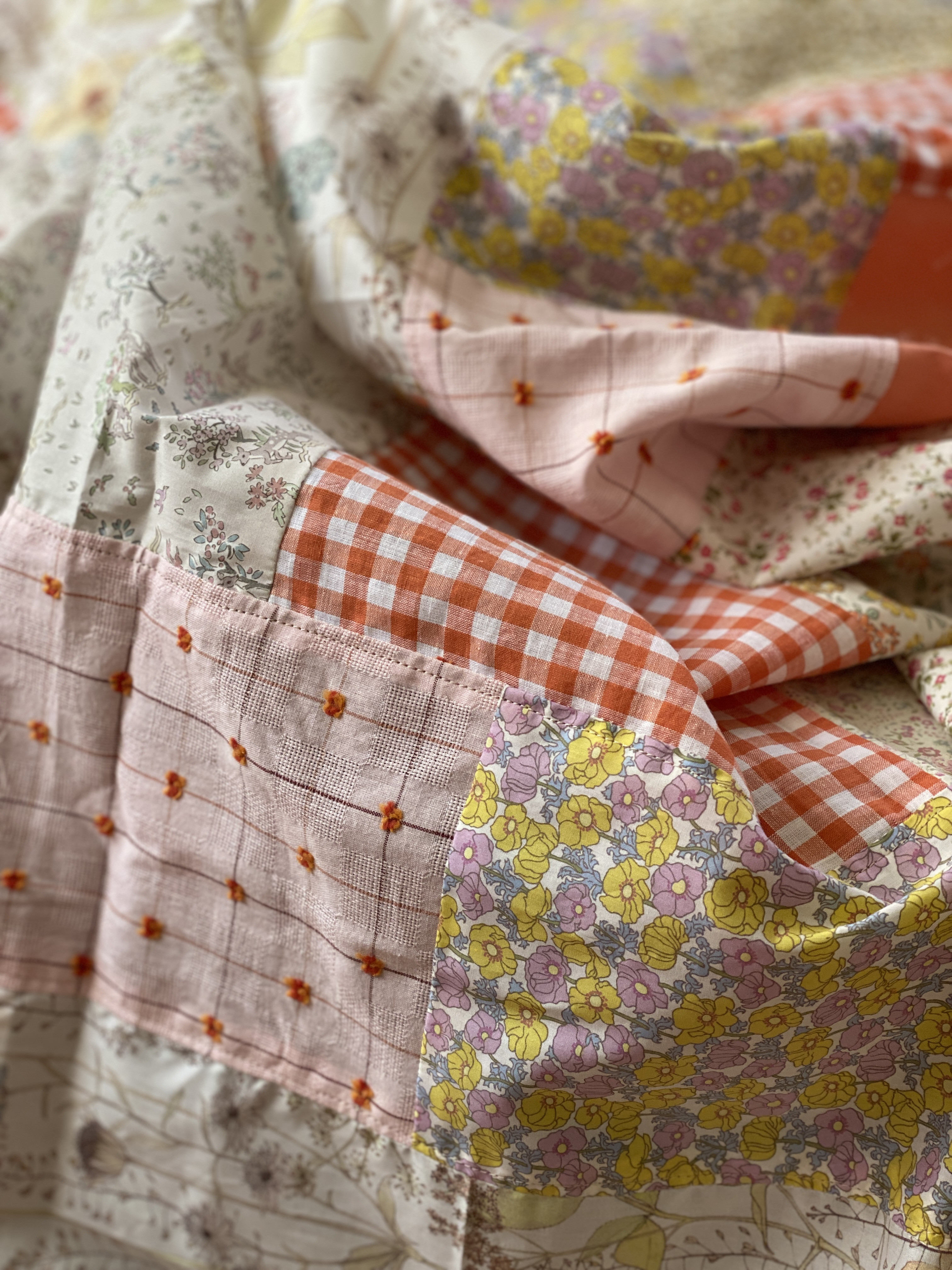 ＊送料無料   ブランケットパッチワーク  リバティ使用