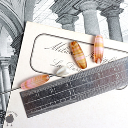 ビーズ・ナツメ型ヴィンテージガラスチェコビーズ アプリコット 6x17mm [6個] GB60 3枚目の画像