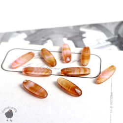 ビーズ・ナツメ型ヴィンテージガラスチェコビーズ アプリコット 6x17mm [6個] GB60 2枚目の画像