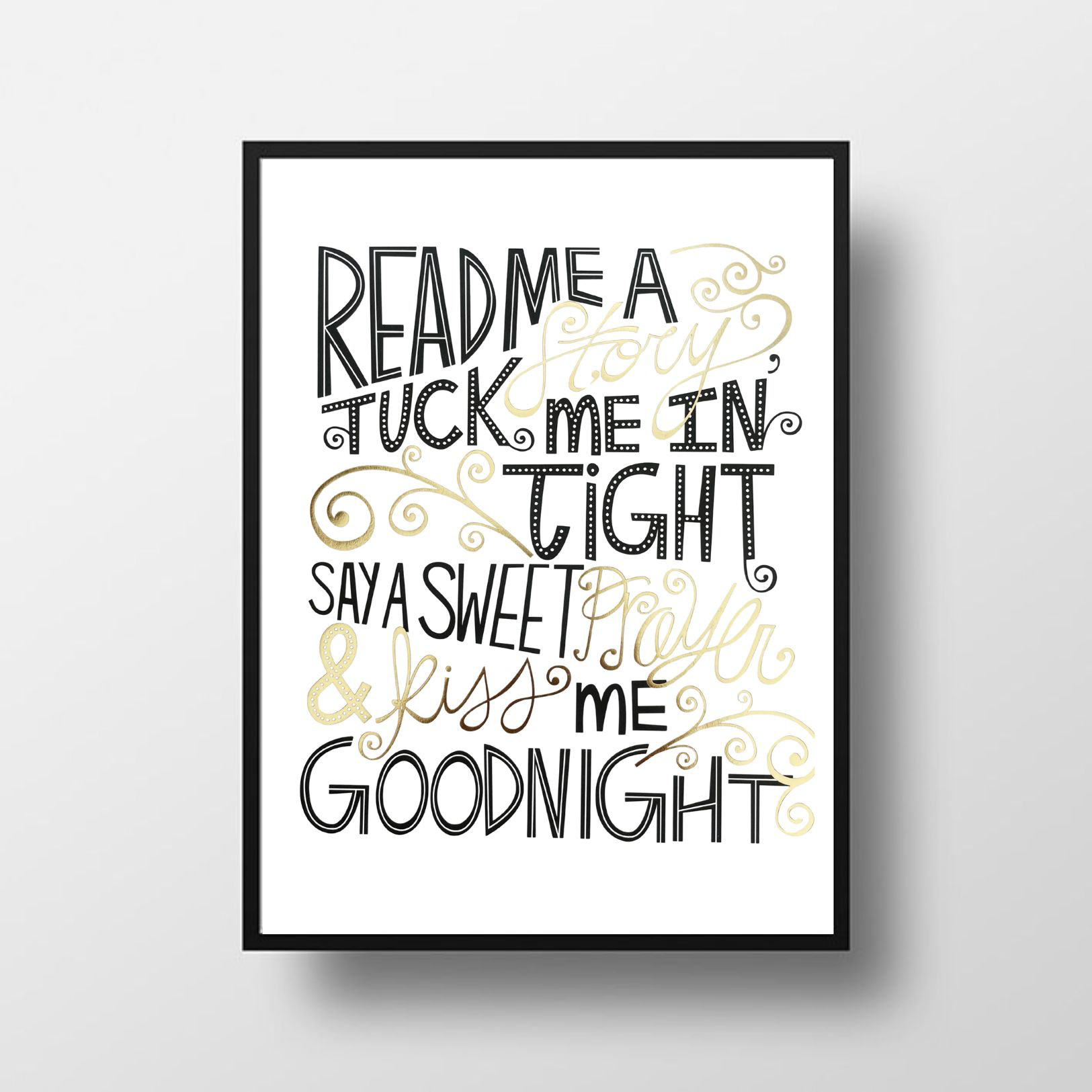 Read Me a Story｜キッズルーム向け ゴールド メッセージポスター