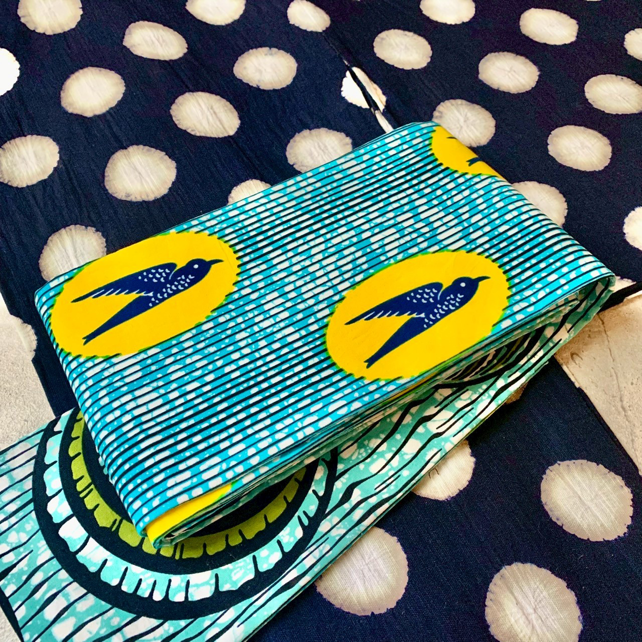 アフリカ布半幅帯