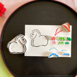 年賀状に！干支土鈴　馬はんこセット【午・2026年の消しゴムはんこ】 3枚目の画像