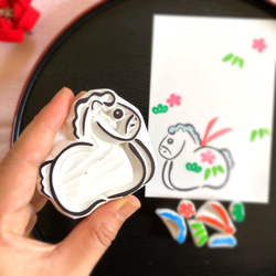 年賀状に！干支土鈴　馬はんこセット【午・2026年の消しゴムはんこ】 6枚目の画像