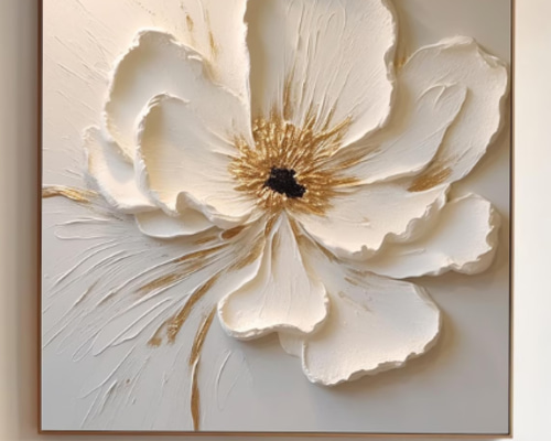 80×80cm】キャンバスアート テクスチャーアート フラワーアート