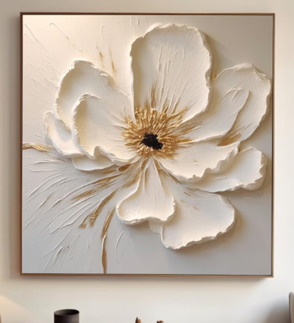 80×80cm】キャンバスアート テクスチャーアート フラワーアート 花