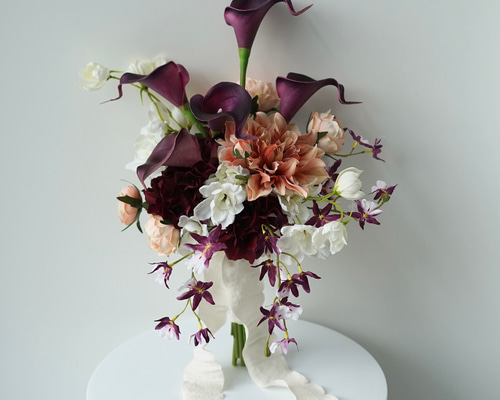 バーガンディ ＆ オレンジ ┊︎ アーティフィシャルフラワーブーケ