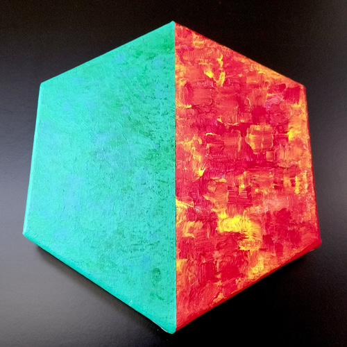 多色 六角形キャンバスアート　管理番号A-7 六角形の小さなインテリアアート《Hexagon_4》 ／六角形／キャンバス
