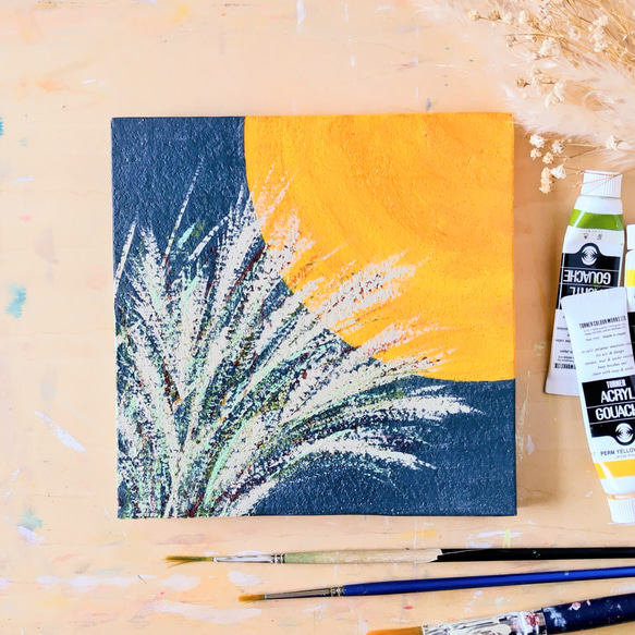 特集掲載「月明かりにゆれて」コルクボードの原画＊アートパネル 1枚目の画像