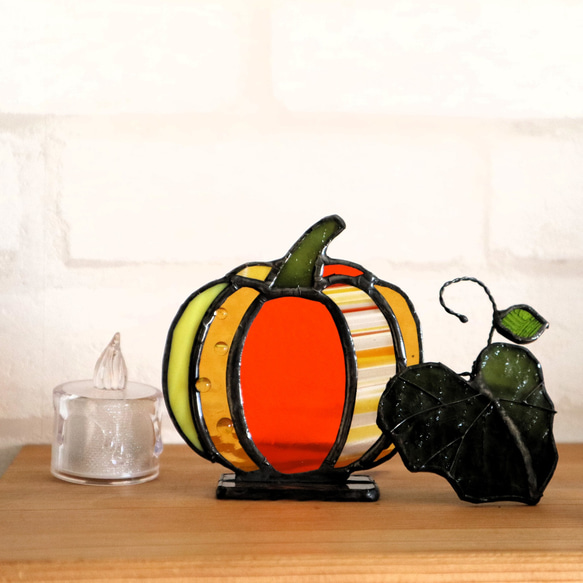 ステンドグラス・サンキャッチャー 南瓜②（受注制作） サン