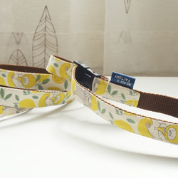 レモにゃん＊犬用リード（１５／２０ｍｍ幅）　オーダーメイド　子犬　小型犬　中型犬　レモン　にゃんこ　ニャンず　檸檬　猫 5枚目の画像