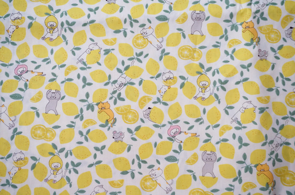 レモにゃん＊犬用リード（１５／２０ｍｍ幅）　オーダーメイド　子犬　小型犬　中型犬　レモン　にゃんこ　ニャンず　檸檬　猫 6枚目の画像