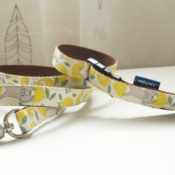 レモにゃん＊犬用リード（１５／２０ｍｍ幅）　オーダーメイド　子犬　小型犬　中型犬　レモン　にゃんこ　ニャンず　檸檬　猫 4枚目の画像