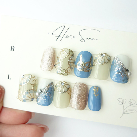 和装に似合う和柄ネイルチップ/成人式/振袖/結婚式/色打掛/前