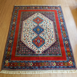 シロ 150×100cm ペルシャ絨毯 手織りギャッベ アマレ族 ギャベ シロ