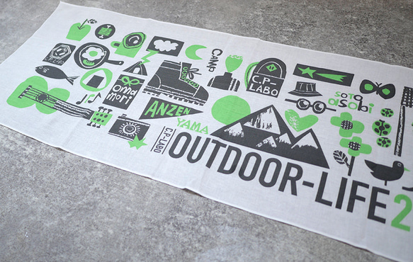 登山、キャンプ、アウトドア(アーティストコラボ手ぬぐい)-TENUGUI 2枚目の画像