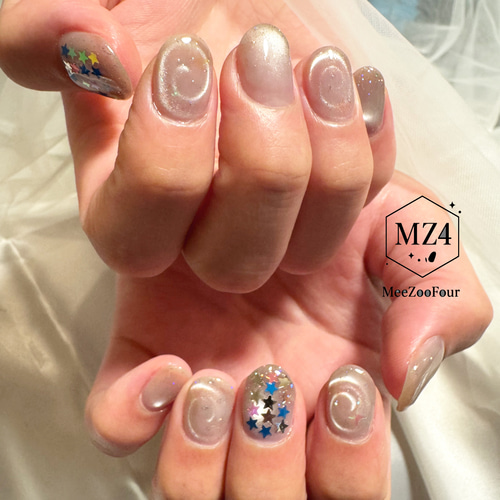 サイズオーダーネイルチップ】ぐるぐる うずまき クリア マグネット