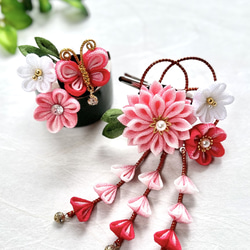 つまみ細工 髪飾り 白/紺/くすみ赤/ゴールド 成人式 卒業式