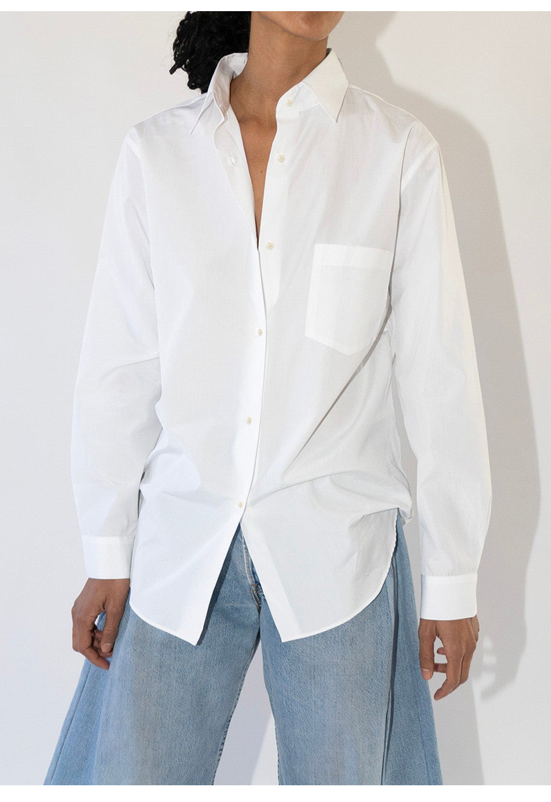 コットンリネン シャツ 手織り風 ホワイトブラウス 秋の新作 ベーシック ゆったりシルエット