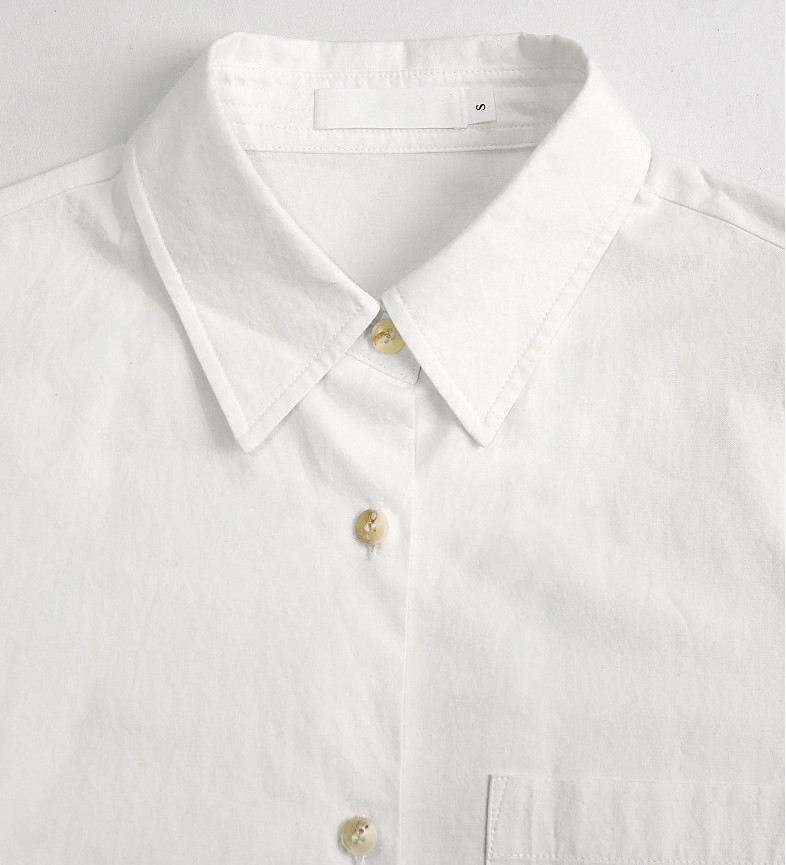 コットンリネン シャツ 手織り風 ホワイトブラウス 秋の新作 ベーシック ゆったりシルエット