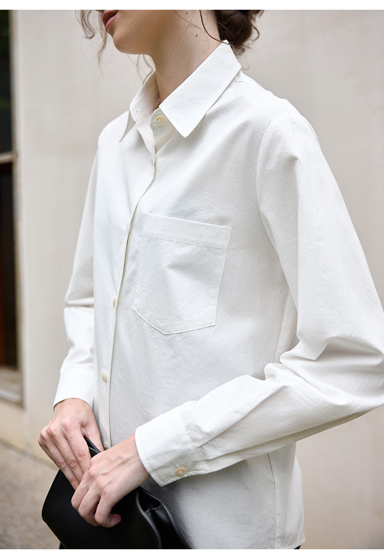 コットンリネン シャツ 手織り風 ホワイトブラウス 秋の新作 ベーシック ゆったりシルエット