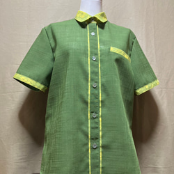 No.164 かりゆしウェアレディースLLサイズ グレー オープン襟 かりゆしウェア レディースL（沖縄、琉球