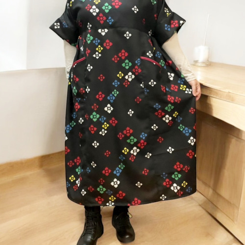 着物リメイクワンピース3551 和洋折衷 着物 リメイク ワンピース ドレス 洗える 化繊 名古屋